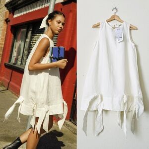 NWT Jennifer Slattery SMALL Anna 100% irish linen shift dress in white